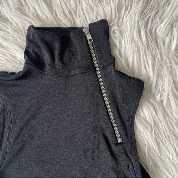 ALIX NYC Black Sleeveless Britton Zip Turtleneck Thong Bodysuit EUC Size Small - Picture 3 of 11